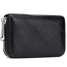 Carica l'immagine nel visualizzatore di Gallery, Meowoo RFID Porta Carte Credito Portafoglio Donne Uomo Pelle Cerniera 12 Nero - Ilgrandebazar