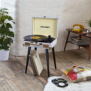 Giradischi, Souidmy Giradischi Bluetooth con Altoparlanti, 3 Velocità,...
