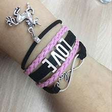 Carica l'immagine nel visualizzatore di Gallery, Bracciale multistrato in pelle con simbolo dell’infinito, ciondolo a Pink - Ilgrandebazar