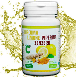 Curcuma e Piperiana Plus zenzero limone vitamina C- 130 cpr-Antiossidante...