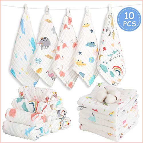 Caiery 10pz Mussole Neonato/ Asciugamani da bagno 30cm*30cm - Ilgrandebazar