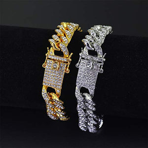 MCSAYS Hip Hop Uomini Gioielli Moda Pieno di Diamanti Catena Cubana White - Ilgrandebazar