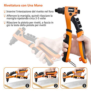 Rivettatrice Manuale, JUEMEL Pistola per Rivetti con 4 Teste... - Ilgrandebazar