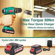 Carica l&#39;immagine nel visualizzatore di Gallery, Trapano Avvitatore Batteria 12V, HYCHIKA a 30N .m Mas,...