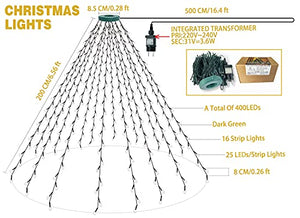 aneeway Catene Luminose per Natalizie, 16x2m 400 LEDs Luci Stringa, 8 Modalità, Timer,Luci Natale Fata Filo di Rame Luci, per Interni Esterni Camera da Letto Giardino Natale - Bianco Caldo