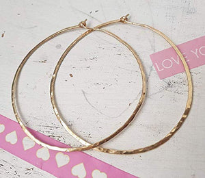 Orecchini a cerchio martellati 14k oro riempito a grandi...