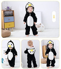 Carica l'immagine nel visualizzatore di Gallery, DEBAIJIA Bambino Flanella Pagliaccetto con Cappuccio 0-36M Inverno Tutina Animale Carino Jumpsuit Ragazzi Ragazze Pigiama (Nero-80)