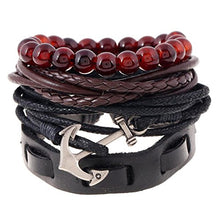 Carica l&#39;immagine nel visualizzatore di Gallery, 4PCS Bracciale da Uomo Retrò pelle Braccialetto di perline naturali, VMINE... - Ilgrandebazar