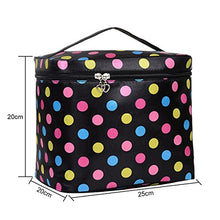 Carica l&#39;immagine nel visualizzatore di Gallery, HQdeal Grande Ttrucco Capacità Organizzatore di Viaggi Nero Dot Arcobaleno