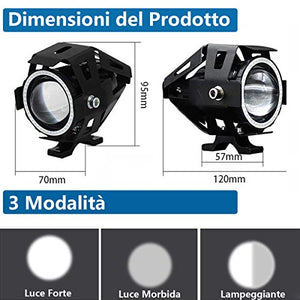 Ventdest Fari Moto, 2 * U5 Cree LED Faretti Frontali, 3000LM 6500K...
