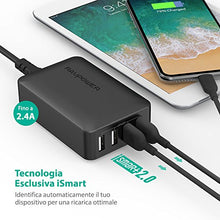Carica l&#39;immagine nel visualizzatore di Gallery, RAVPower - Caricatore da Muro RAVPower, 4 Porte USB (40W/8A Max, 2.4A Nero - Ilgrandebazar