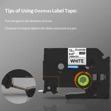 Carica l&#39;immagine nel visualizzatore di Gallery, Nastri Oozmas Compatibile In sostituzione di Brother 12mm, Nero sur Bianco - Ilgrandebazar