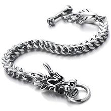 Carica l&#39;immagine nel visualizzatore di Gallery, COOLSTEELANDBEYOND Biker Braccialetto del Drago, Bracciale da Uomo, Argento - Ilgrandebazar