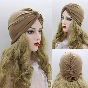 BEIFON 2 Pezzi Turbante Chemioterapia Donna Copricapo Turbanti Marina+Cachi - Ilgrandebazar
