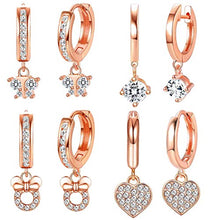 Carica l&#39;immagine nel visualizzatore di Gallery, Adramata Set di 4 Orecchini a cerchio pendenti da donna Oro Rosa - Ilgrandebazar