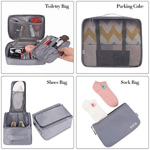 Eono by Amazon - Organizer Valigia Set di 8, cubi da viaggio, Grigio