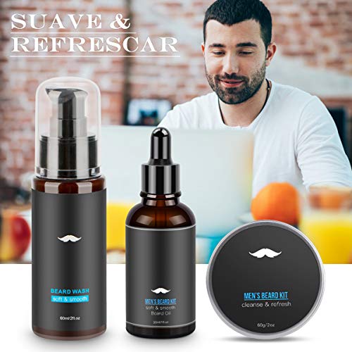 Kit Cura Barba Uomo, Magicfun Professionale Della con Shampoo –