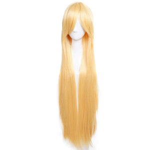 Parrucca Donna Gialla Scura Lunga con Frangia 100cm 100cm, Giallo Scuro - Ilgrandebazar