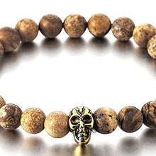 Carica l&#39;immagine nel visualizzatore di Gallery, COOLSTEELANDBEYOND 9MM Pietra Preziosa, Braccialetto di Perline con Cranio,... - Ilgrandebazar
