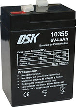 Carica l'immagine nel visualizzatore di Gallery, DSK 10355 - Batteria al piombo sigillata AGM ricaricabile da 6V 4,5 Ah. Ideale per allarmi domestici e industriali, giocattoli elettrici, recinzioni, bilance e dispositivi per la mobilità, Nero