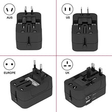 Carica l'immagine nel visualizzatore di Gallery, Adattatore da Viaggio, Amoner Adattatore da Viaggio Universale con 2 Porte Caricabatterie USB Adatto per più di 180 paesi (Nero)