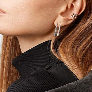SMCTCRED CZ Orecchini a Cerchio in Argento Sterling con cartilagine di... - Ilgrandebazar