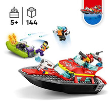 Carica l&#39;immagine nel visualizzatore di Gallery, LEGO CITY 60373 La barca di salvataggio dei pompieri, giocattolo galleggiante, jetpack e minifigurine