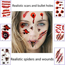 Carica l&#39;immagine nel visualizzatore di Gallery, Halloween Cicatrici Tatuaggi, 30 Fogli Halloween FeriteTatuaggi Simulazione di Halloween Tatuaggi di Cicatrici con Ferite Sanguinanti Adesivi Impermeabili per Tatuaggi di Trucco di Halloween