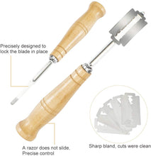 Carica l'immagine nel visualizzatore di Gallery, Toulifly Bread Lame,Taglierina per Pane,Coltello da Panettiere,Coltello per Impasto,Coltello per Pane con 5 Lame Sostituibili,Coltello Curvo per Arco in Acciaio Inossidabile