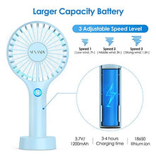 Carica l&#39;immagine nel visualizzatore di Gallery, Sunandy Mini Ventilatore USB portabile con potente motore brushless a 3 Blu