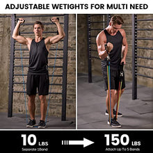Carica l&#39;immagine nel visualizzatore di Gallery, Set Elastici Fitness con 5 Fasce di Resistenza, Bande Elastiche, Maniglie, Cinghie per Caviglia, Ancoraggio da Porta, Kit Allenamento per Fitness Yoga Pilates, Color