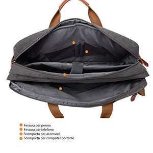 CoolBELL Borsa Multi-Funzione, Convertibile, da 17,3 Pollici, Grigio Scuro