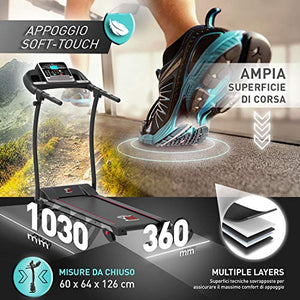 Tapis ROULANT Elettrico Pieghevole Bluetooth (1800 W / 2,5HP Picco), App...