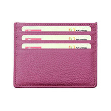 Carica l&#39;immagine nel visualizzatore di Gallery, Hibate, porta carte di credito sottile, unisex, in vera pelle, A_viola Viola