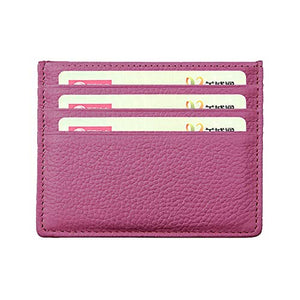 Hibate, porta carte di credito sottile, unisex, in vera pelle, A_viola Viola