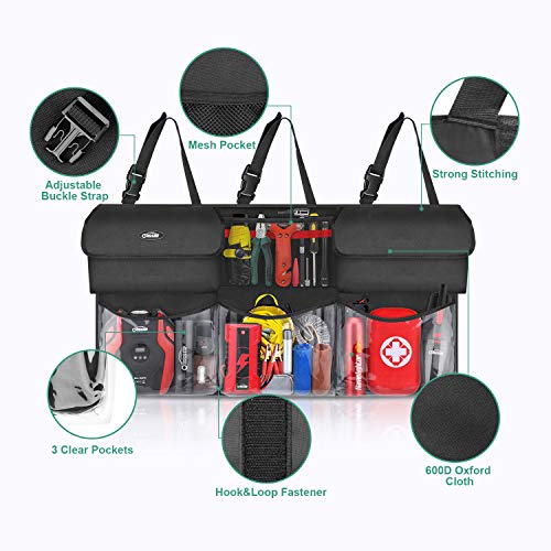 Organizer Per Bagagliaio Auto Deosk, 50L, In Poliestere Impermeabile 600D, 6 Tasche, Per SUV E Auto, Multiuso
