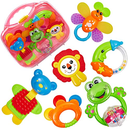 HERSITY Sonagli per Bambini Giocattoli Set Massaggiagengive Neonato Giochi...