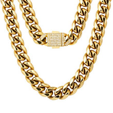 Carica l&#39;immagine nel visualizzatore di Gallery, KRKC&amp;CO Collana Cubana in Acciaio 10mm 12mm Hip Hop a Catena Cubana... - Ilgrandebazar