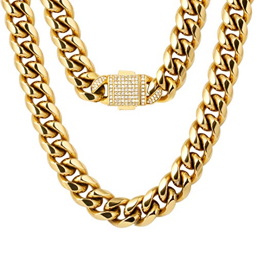 KRKC&CO Collana Cubana in Acciaio 10mm 12mm Hip Hop a Catena Cubana... - Ilgrandebazar