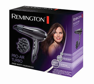 Remington D5220 Pro Air Turbo Asciugacapelli Generatore di Ioni, 2400 W, Nero