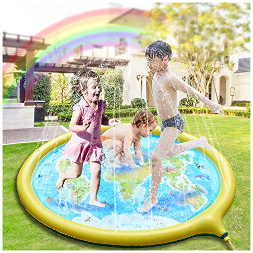 Hangrui Tappetino Gioco d'Acqua per Bambini, 180cm Ovale di Giallo