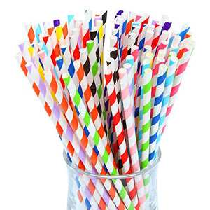 Keriber 300 pezzi biodegradabili cannucce di carta potabile Stripe paglia... - Ilgrandebazar