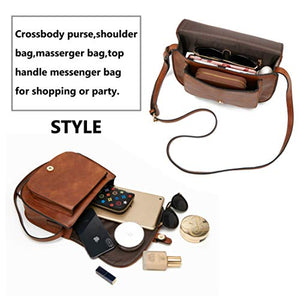 DCCN Borsa a tracolla piccola in pelle PU per donna Retro Marrone