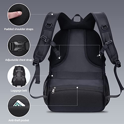 Zaino Uomo 50L Impermeabile Per Laptop 17.3 Pollici - Con Scomparto Pranzo | Per Lavoro, Viaggio E Scuola | Nero - Foto 9