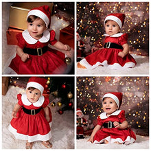 Carica l'immagine nel visualizzatore di Gallery, Loalirando Completo Bambina Invernale Abito di Natale Bambina Neonata Natalizio Vestiti Bambina Invernali con Cintura+Cappello di Natale per Bambini (Rosso, 6-12 Mesi)