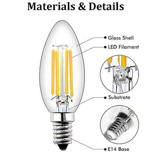 Bonlux E14 Lampadine a Candela LED Dimmerabili C35 Dimmerabile, Bianco Caldo - Ilgrandebazar