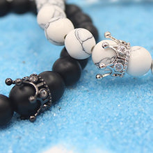 Carica l&#39;immagine nel visualizzatore di Gallery, UEUC re &amp; Queen Corona distanza Bracciali Coppia sua la Agata nero opaco... - Ilgrandebazar