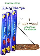 Carica l&#39;immagine nel visualizzatore di Gallery, Incenso&quot;Nag Champa&quot; 60 bastoncini incenso naturale encensoir Porta incenso... - Ilgrandebazar