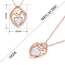 Carica l&#39;immagine nel visualizzatore di Gallery, MEGACHIC Collana da Donna Madre Bambino in Oro Rosa con Bianco Opale Cuore - Ilgrandebazar
