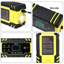 Carica l&#39;immagine nel visualizzatore di Gallery, URAQT Caricabatteria Auto, 12V/24V 8A Multi Protezioni Caricatore Giallo
